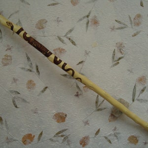 Greek mulberry staff with snake design, runes, pentacle and tiger's eye - tool for witchcraft- perfect gift for witches, pagans and wiccans