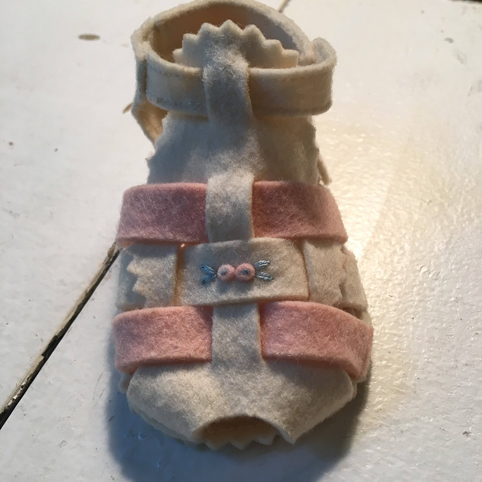 Vintage Felt Pink Baby Shoes | Etsy