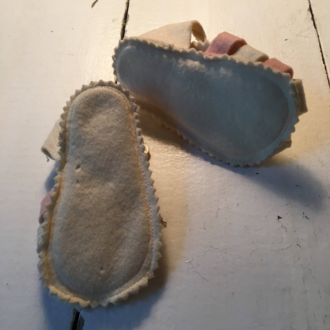 Vintage Felt Pink Baby Shoes | Etsy