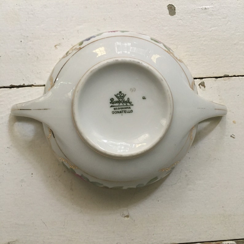 Rosenthal Donatello handled soup bowl flowers gold trim shabby chic