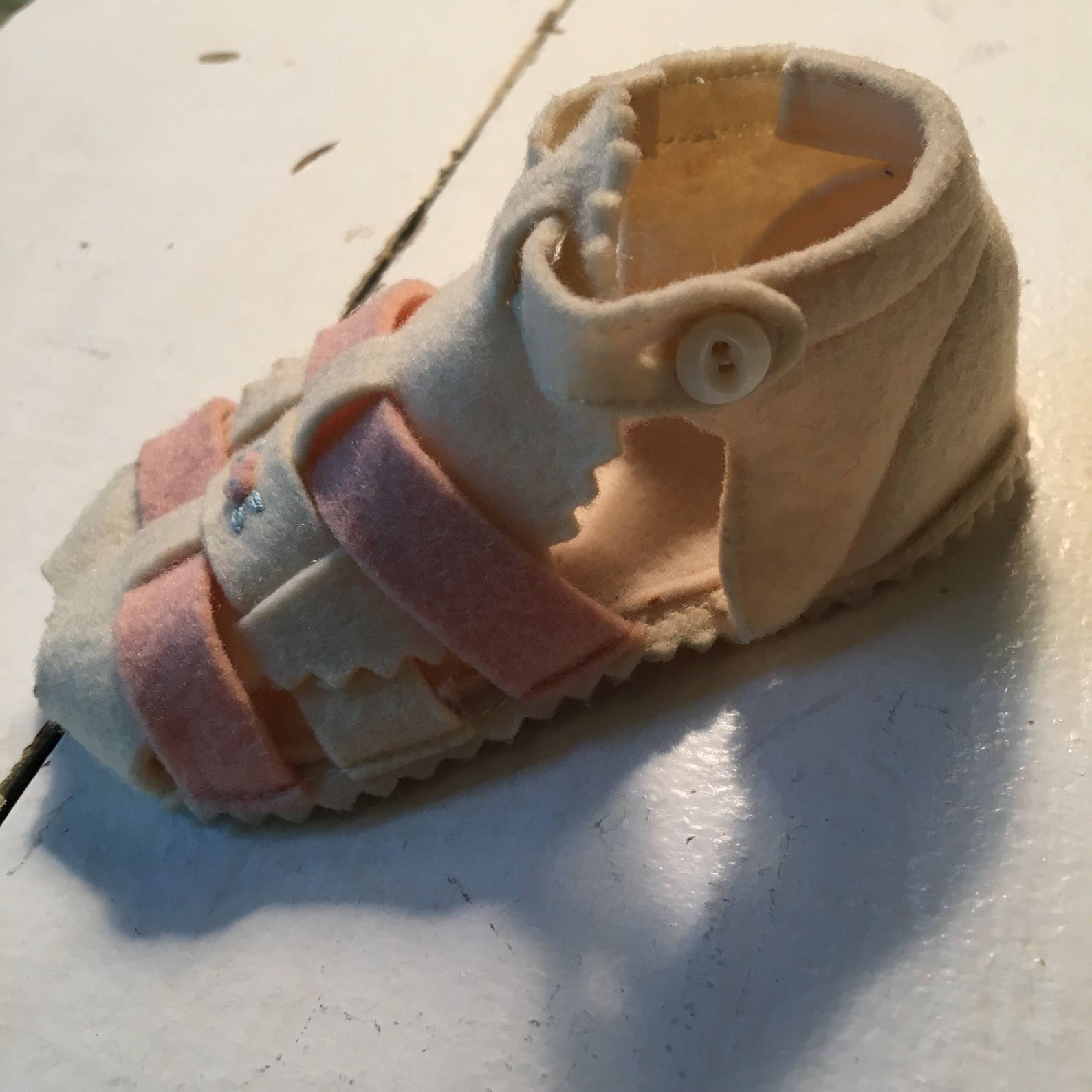 Vintage Felt Pink Baby Shoes | Etsy