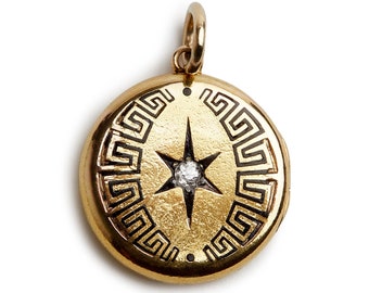 Victorian Enamel and Diamond Star Locket
