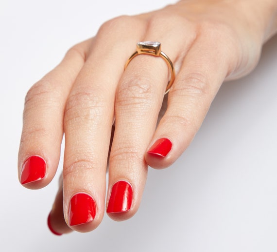 Antique Pear Cut Diamond in a Custom 18KT Setting… - image 6