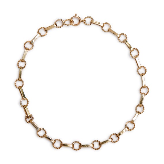 Delicate 14KT Twisted Circle and Link Bracelet - image 1