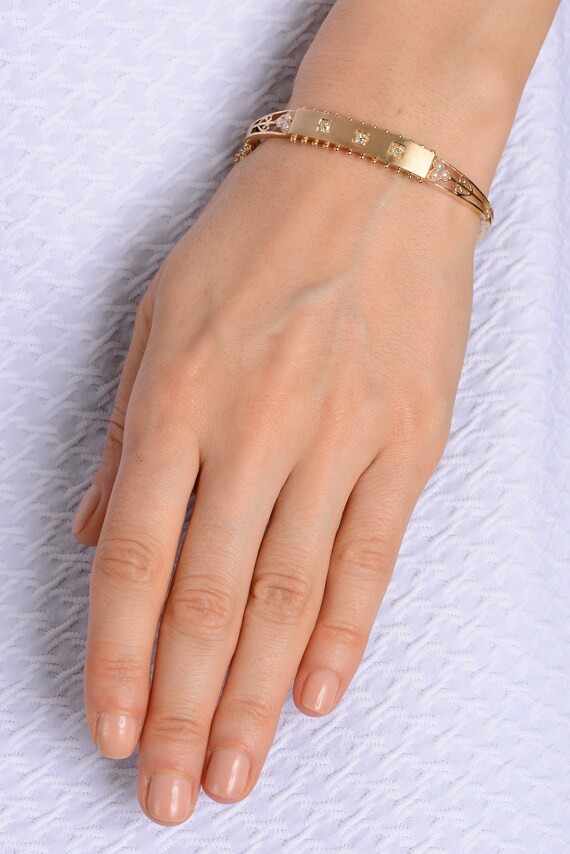Antique Plaque Bangle Bracelet - image 5