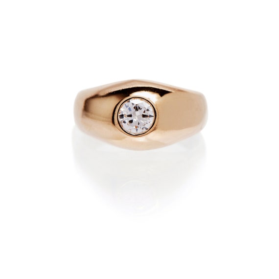 Single Stone Transitional Cut Diamond Gypsy Ring - image 1