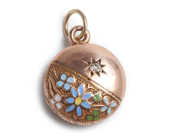 Victorian Enamel and Gold Forget Me Not Locket