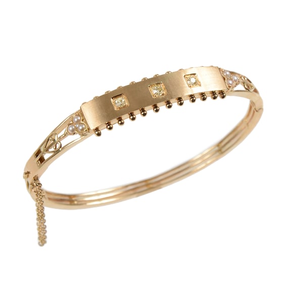 Antique Plaque Bangle Bracelet - image 1