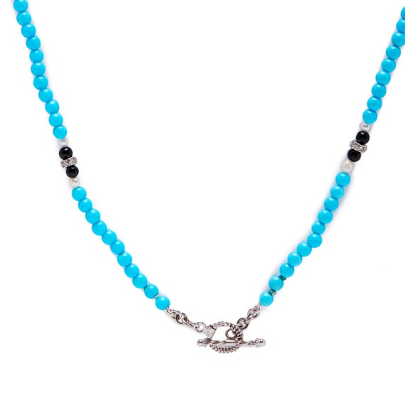 Vintage Turquoise Pearl Onyx and Diamond Wrap Bra… - image 8