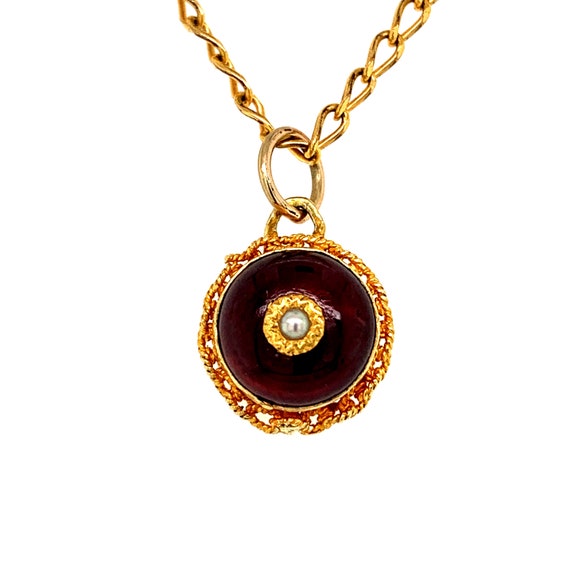 Antique Garnet and Pearl Button Necklace