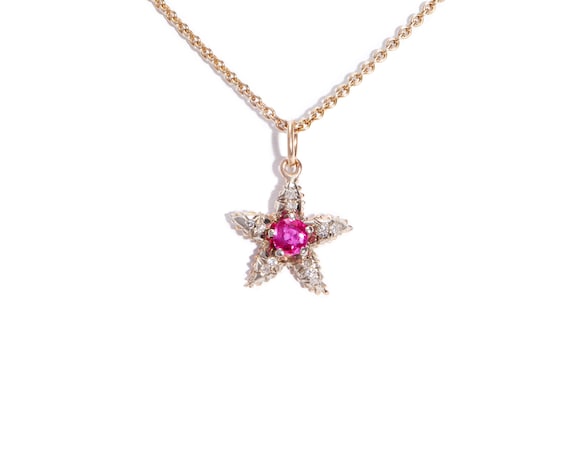 Vintage Ruby and Diamond Star Pendant - image 5