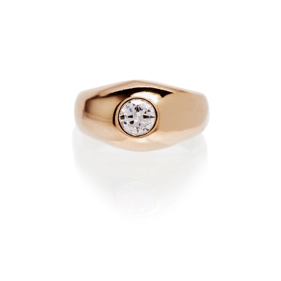 Single Stone Transitional Cut Diamond Gypsy Ring - image 7