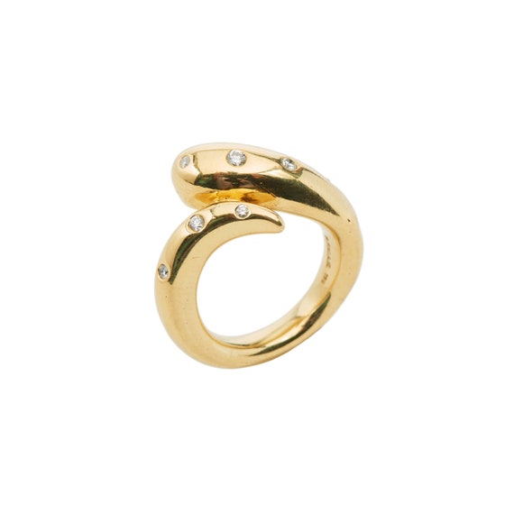 Vintage 18KT and Diamond Serpent Ring - image 1