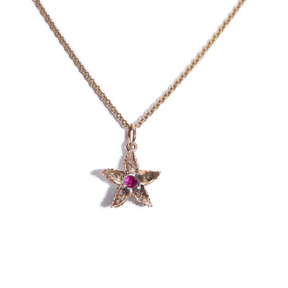Vintage Ruby and Diamond Star Pendant - image 3