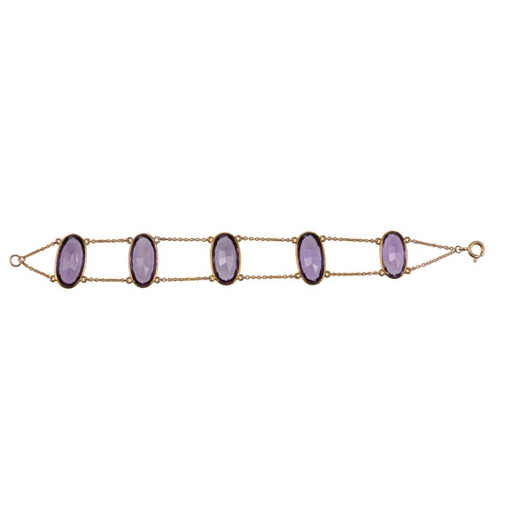 Antique Amethyst Bezel Set Chain Bracelet - image 3