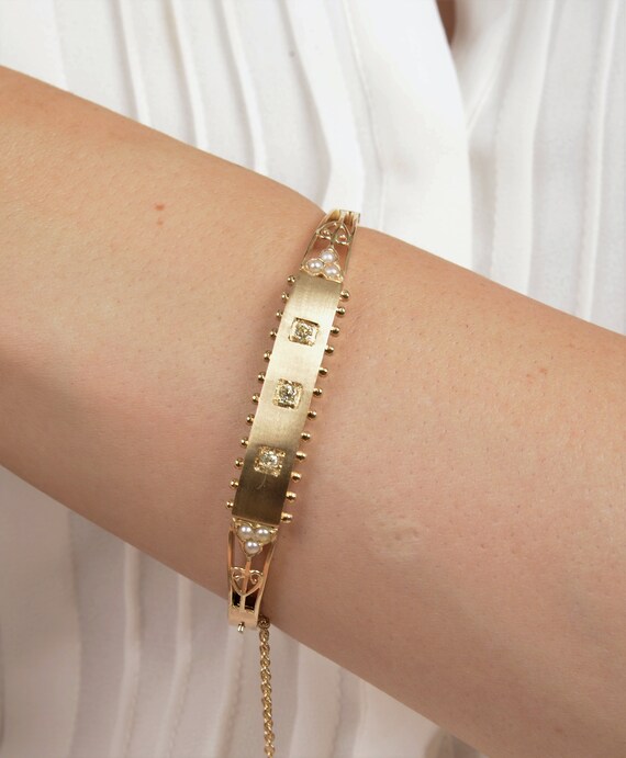 Antique Plaque Bangle Bracelet - image 2