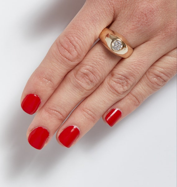 Single Stone Transitional Cut Diamond Gypsy Ring - image 2