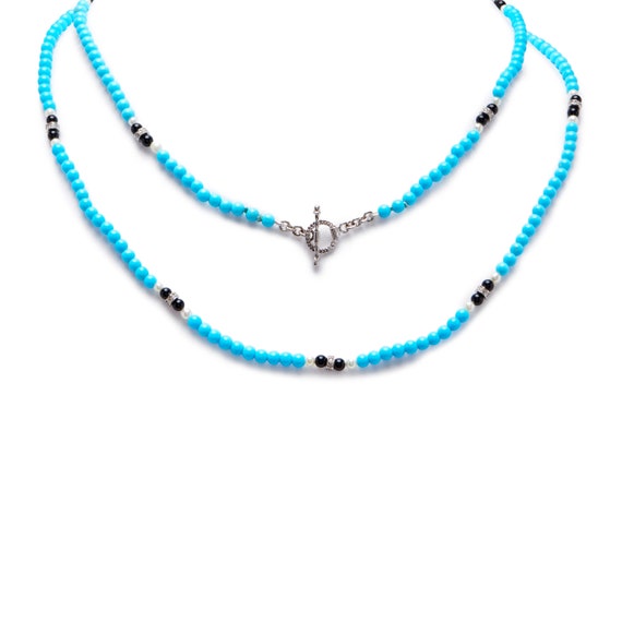 Vintage Turquoise Pearl Onyx and Diamond Wrap Bra… - image 6