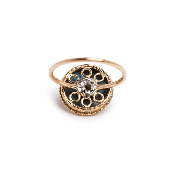 Antique Enamel and Diamond Star Ring - image 6