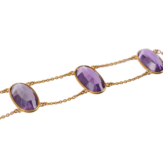 Antique Amethyst Bezel Set Chain Bracelet - image 4