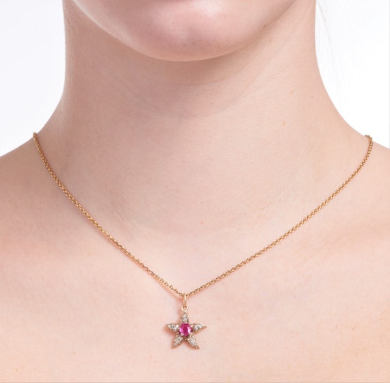 Vintage Ruby and Diamond Star Pendant - image 4