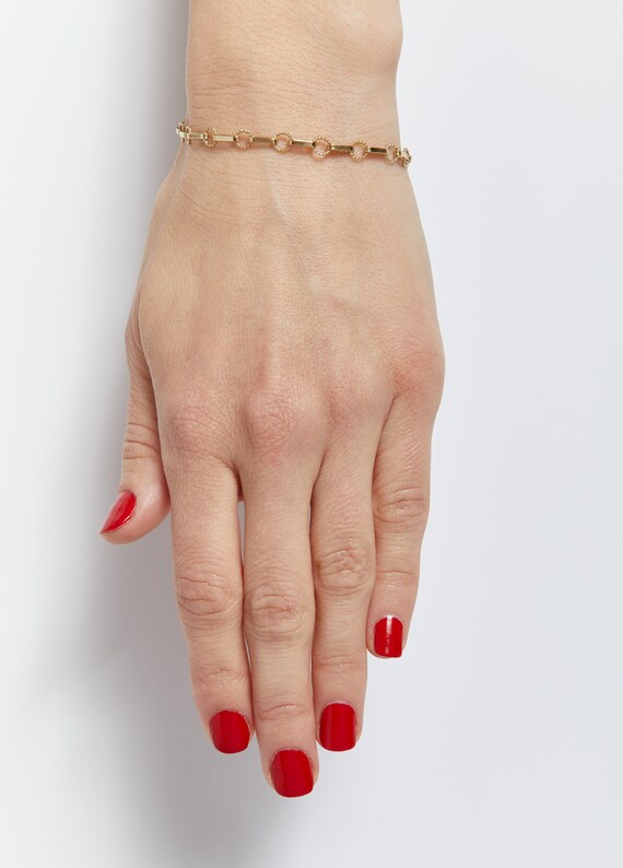Delicate 14KT Twisted Circle and Link Bracelet - image 2