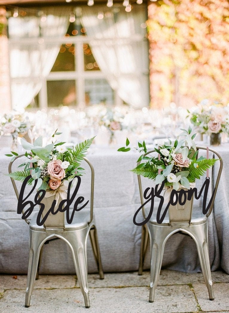 Laser Cut Bride and Groom Chair Sign