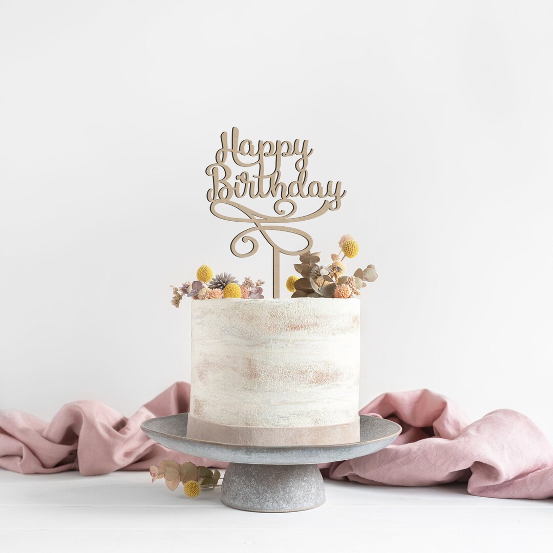 Happy Birthday Cake Topper Birthday Cake Topper Script - Etsy