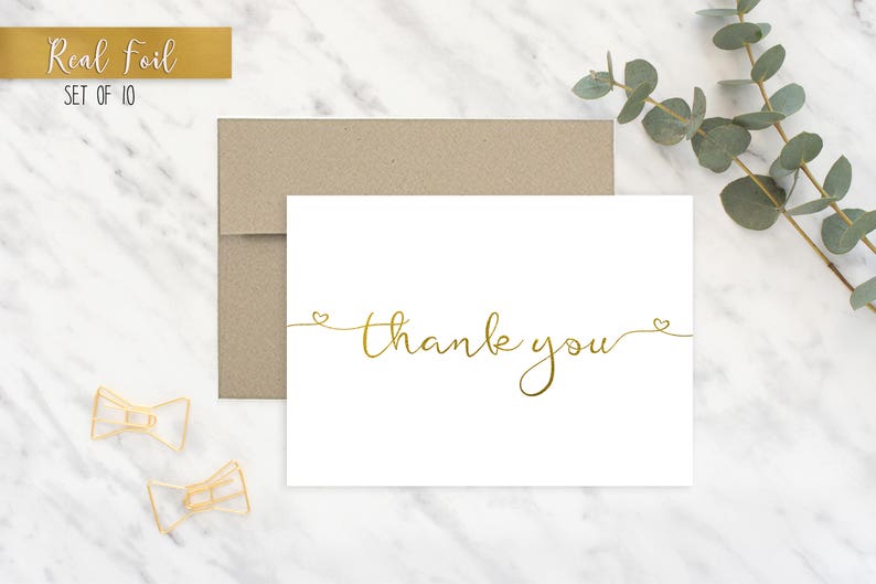 Wedding Thank You Card Foil Thank You Card Thank You Card Wedding Card Foil Card
