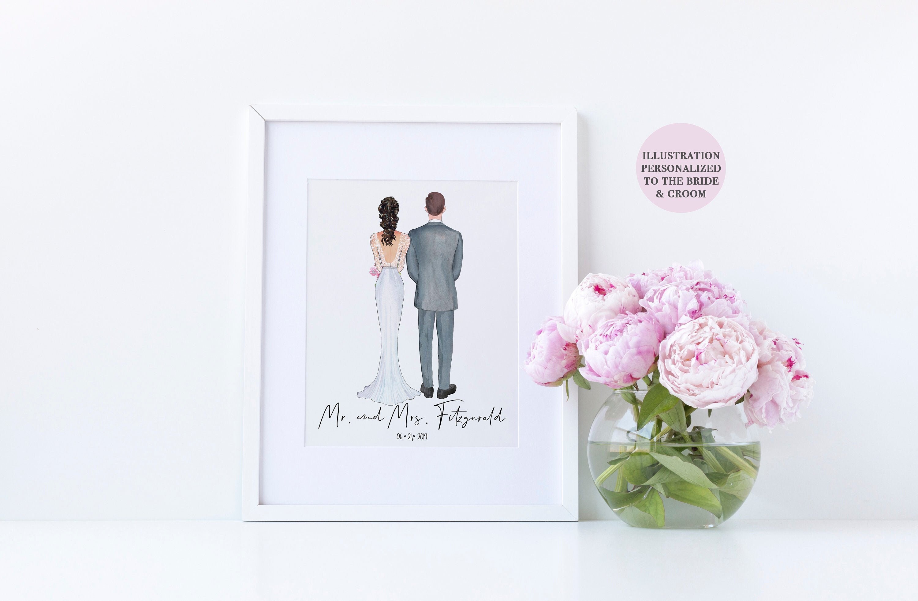 Wedding Illustration, Wedding Print, Customized Wedding Print, Custom…