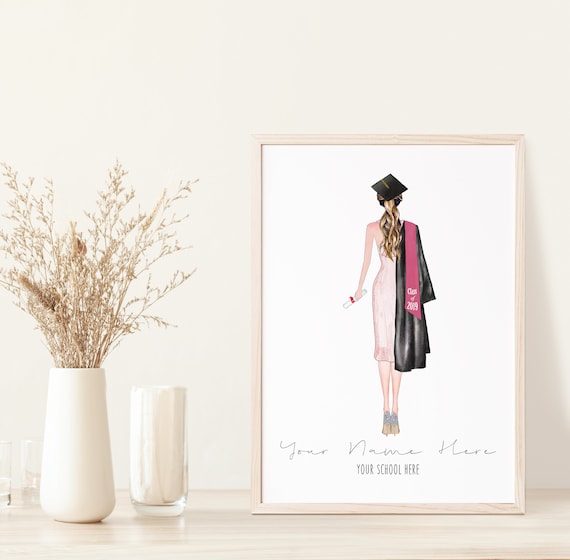 Graduation Illustration | Custom Graduation Portrait | Personalized Grad Keepsake Art | Class of Graduation Print
