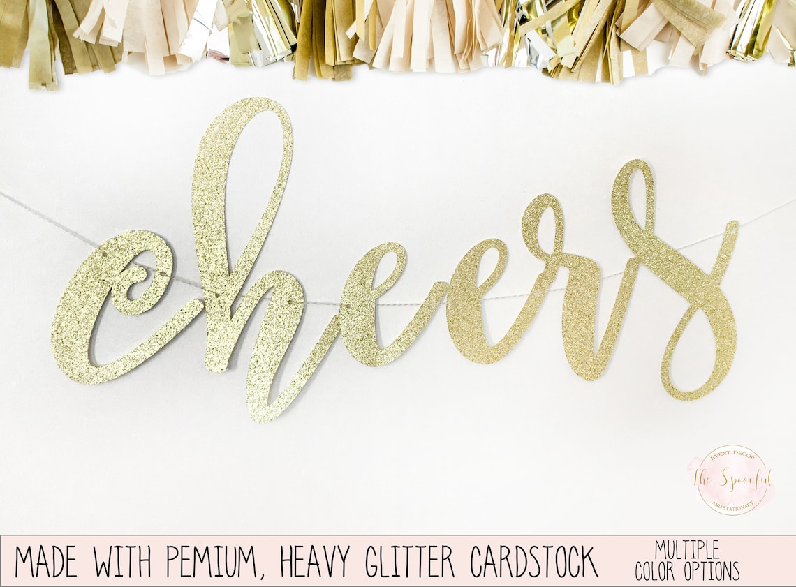 Cheers Banner Glitter Banner Glitter Cheers Banner Script | Etsy