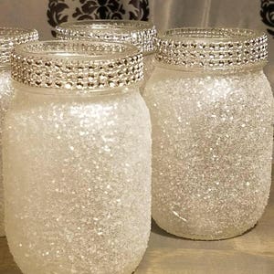 Glitter and Bling Glass Mason Jars