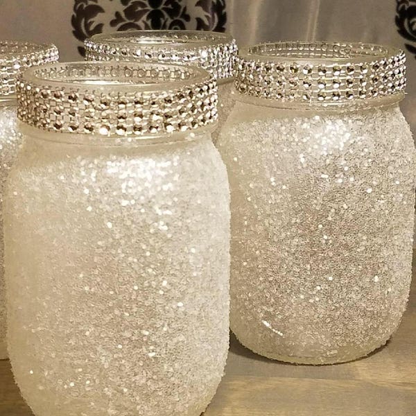 Glitter Mason Jar Etsy