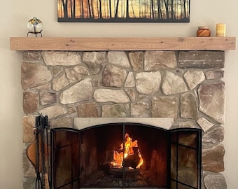 Custom White Oak Mantel | Floating Fireplace Beam Mantel | Solid Oak Mantel Shelf