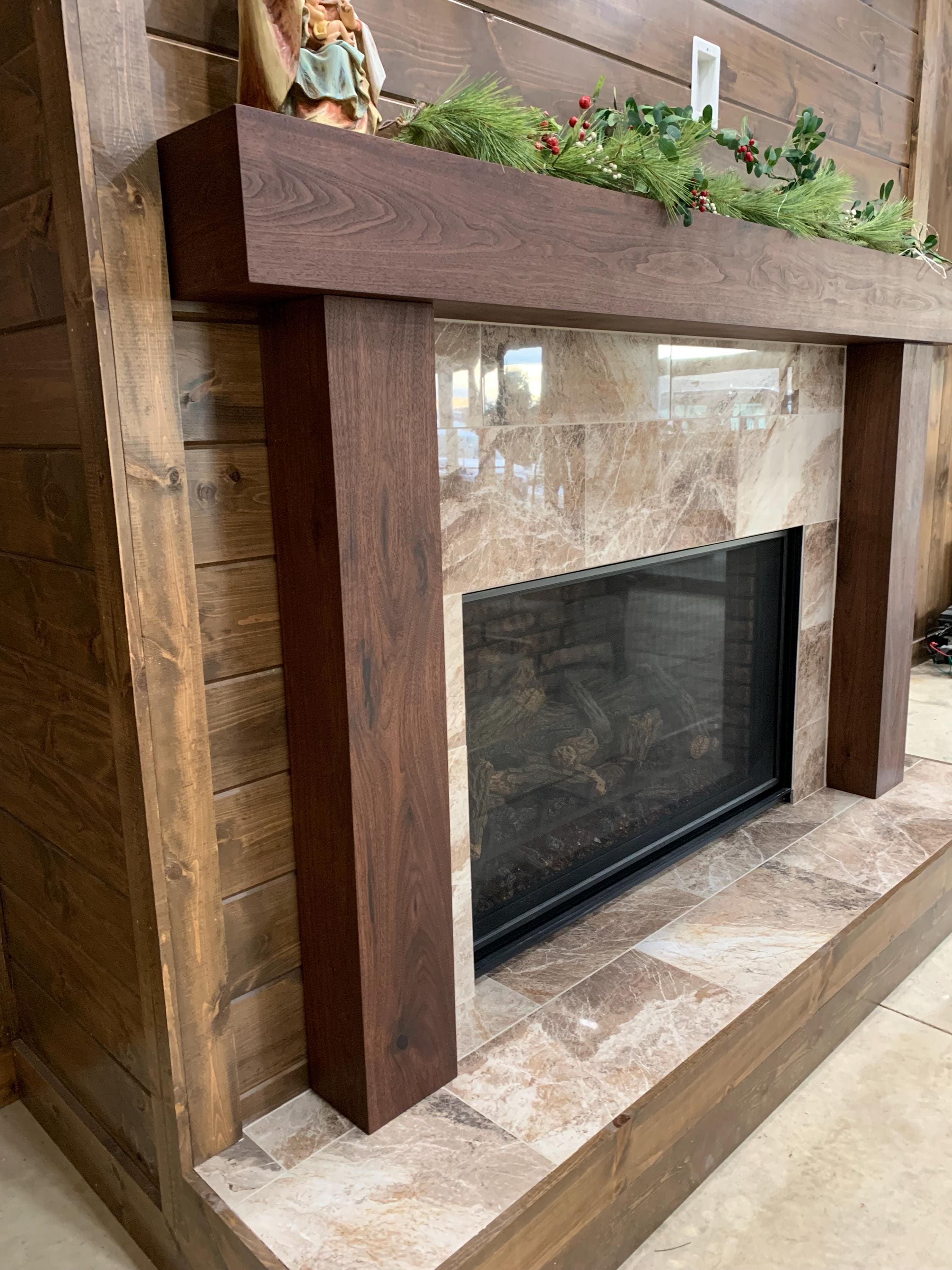 Custom Fireplace Mantel Surround | Wood Fireplace Frame With Legs