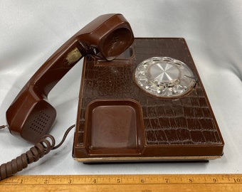 Tested 1984 Rotary Desk Phone Faux Alligator Western Electric Telephone Vintage