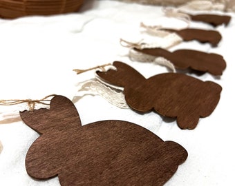 Wooden Easter Bunny Banner | Easter Decor | Mantel Decor | Stained Wood Cutouts | Eas