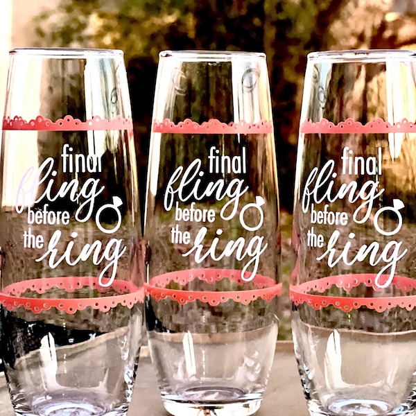 Final Fling Before the Ring Stemless Champagne Flutes | Bachelorette Party | Bride | Wedding | Bridal Party | Bridesmaids Bridal Party Gifts