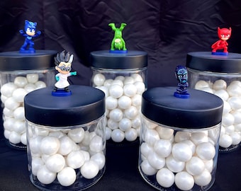 PJ Masks Glass Candy Jars - Catboy - Gekko - Owlette - Romeo - Knight Ninja - PJ Masks Birthday Party - Candy Table - PJ Masks Party