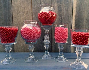 Set Of 3 Small Glass Candy Buffet Jars Candy Jars Candy Etsy