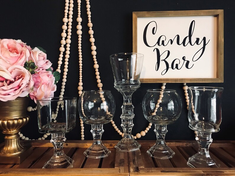 Set of 5 Glass Candy Buffet Jars Candy Jars Candy Buffet Etsy