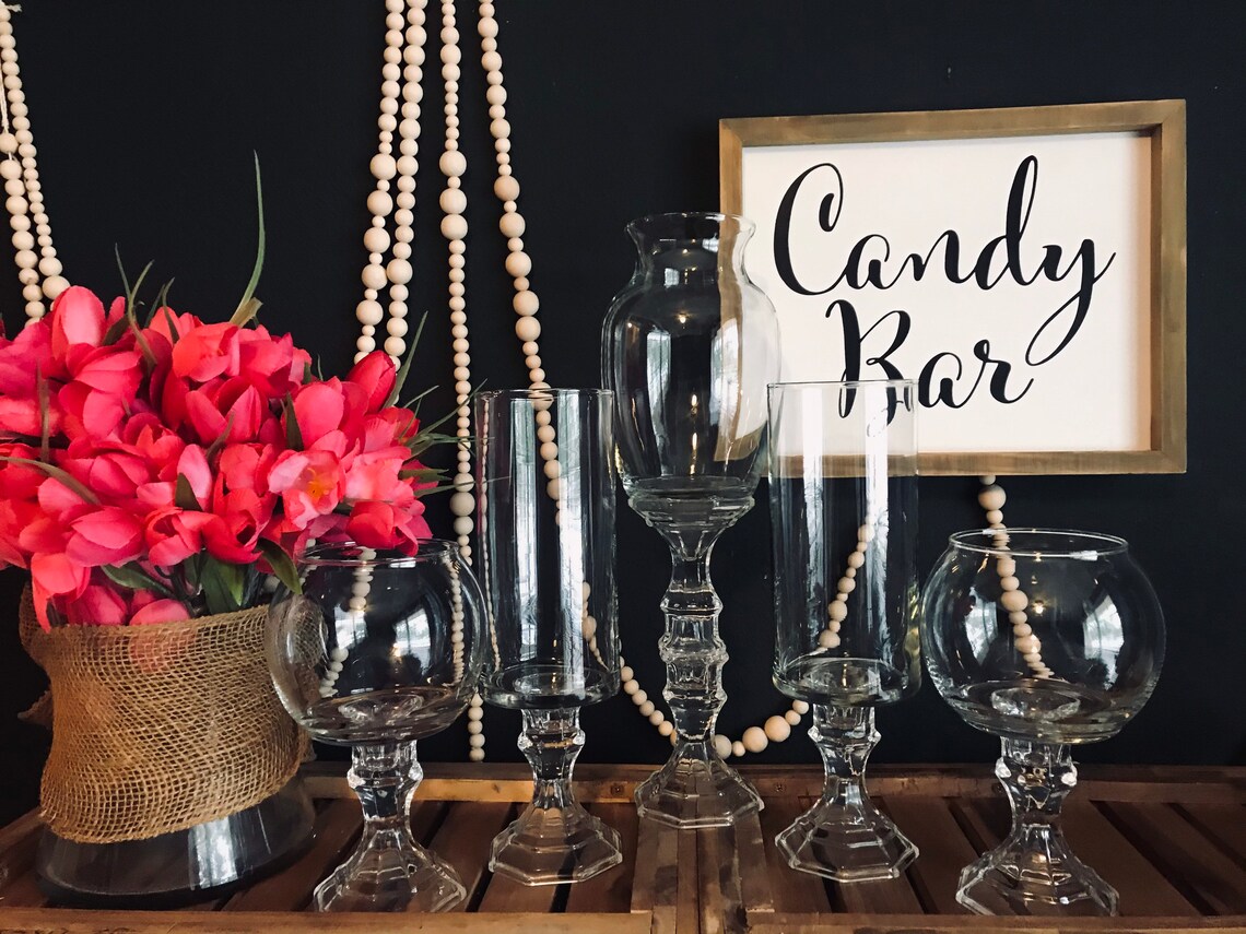Set of 5 Glass Candy Buffet Jars Candy Jars Candy Buffet Etsy