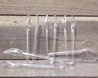 Set of 5 Clear Plastic Candy Tongs