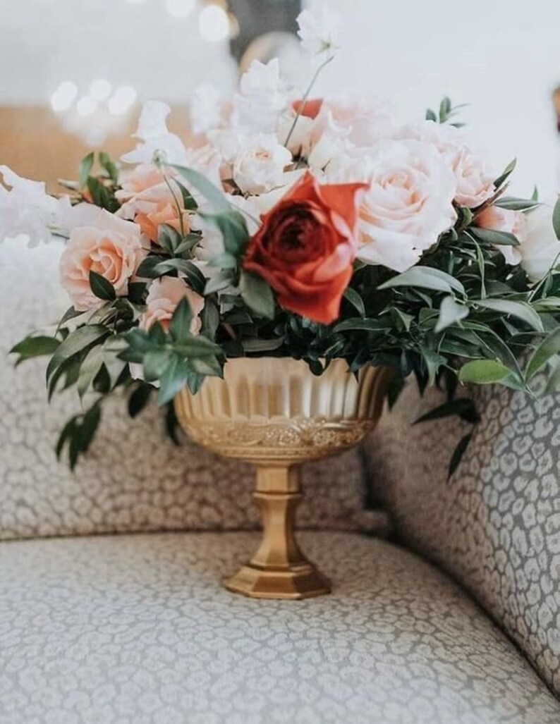 Gold Compote Wedding Glass Centerpiece Wedding Centerpieces Etsy