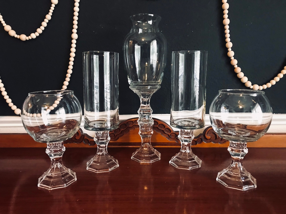 Set of 5 Glass Candy Buffet Jars Candy Jars Candy Buffet Etsy