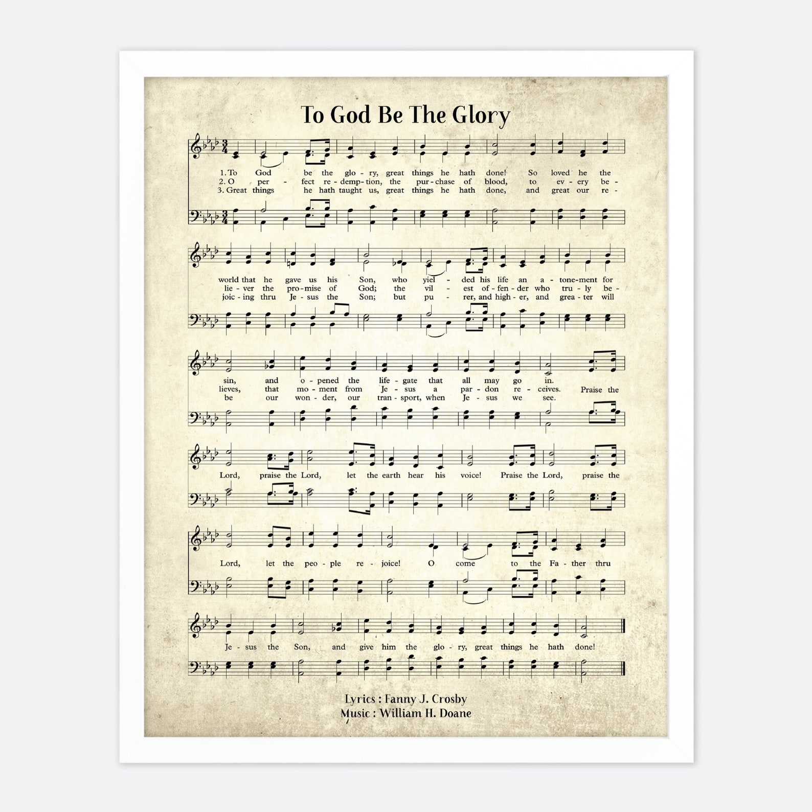 To God Be The Glory Kelly Price To God Be the Glory Vintage Hymn Wall Art Print Biblical Sheet | Etsy