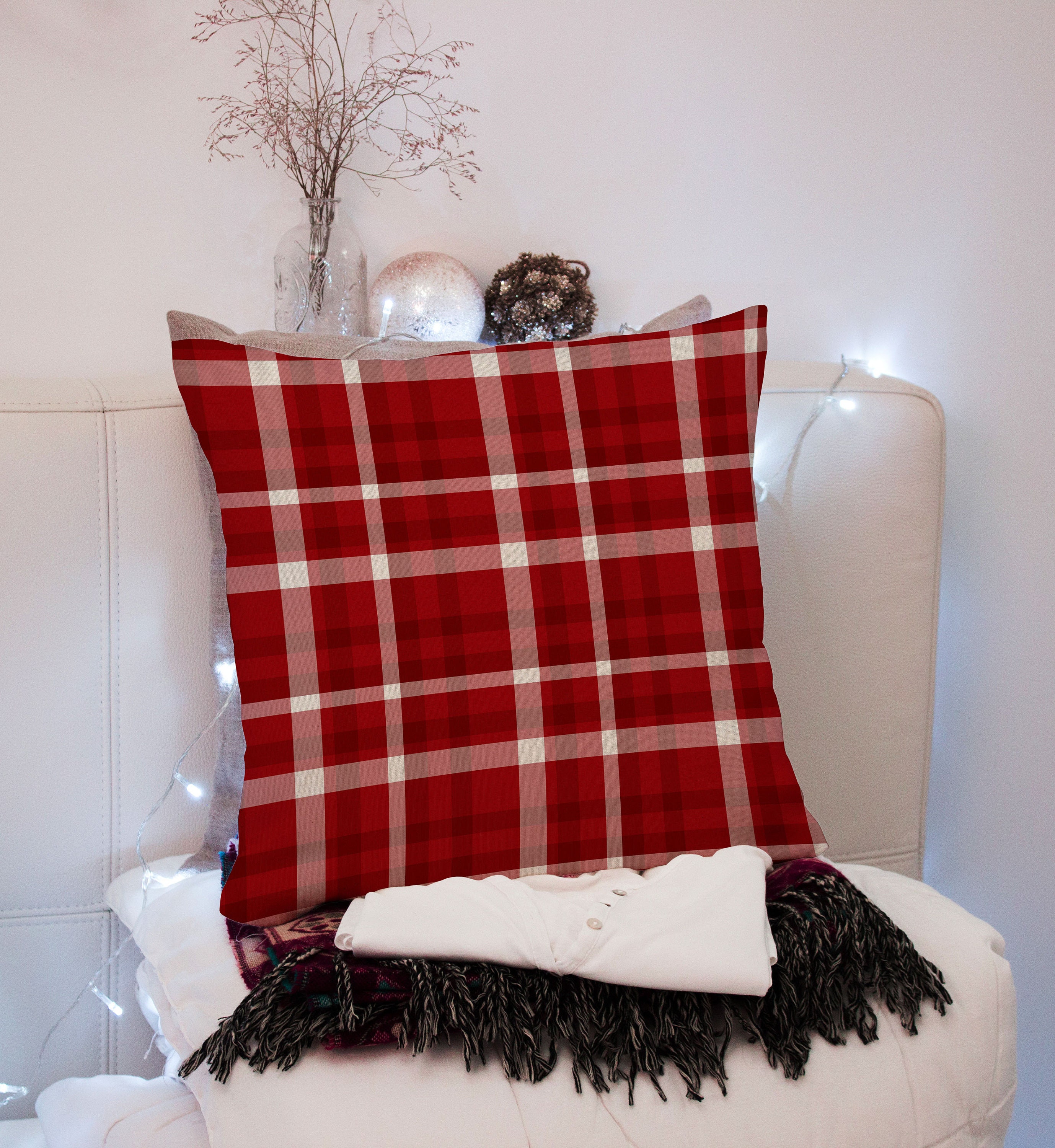 Christmas Pillow Covers Red & White Plaid Etsy