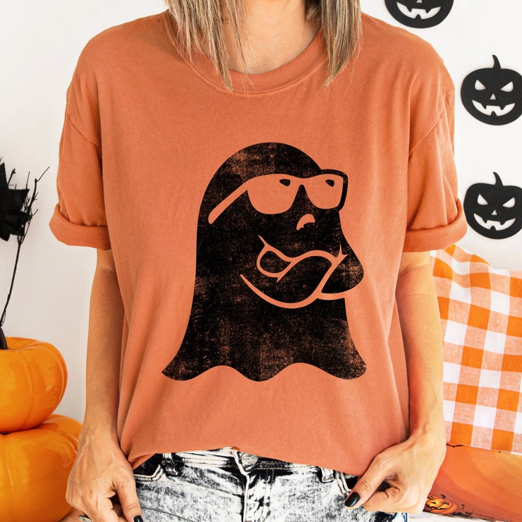 Ghost Arms Crossed Retro Halloween Tee, Comfort Colors Tshirt, Garment Dyed, Boho, Oversized, Vintage, Spooky, Funny