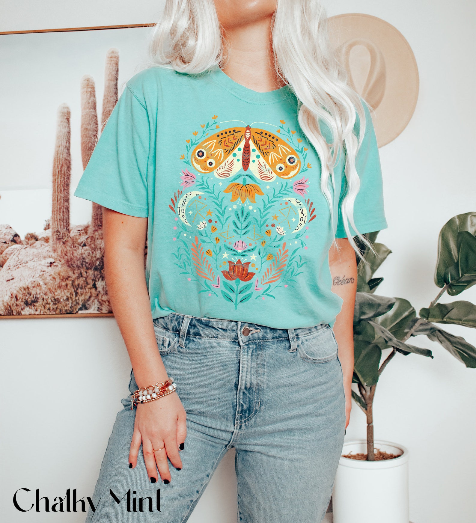 Celestial Shirt Moth Butterfly T Shirts Moon Graphic Moon - Etsy